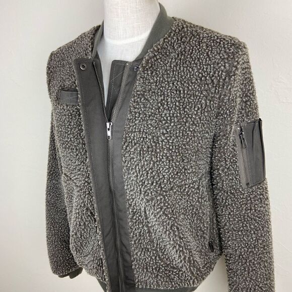 Urban Outfitters BDG Teddy Bomber Jacket - Olive Green - Picture 3 of 7